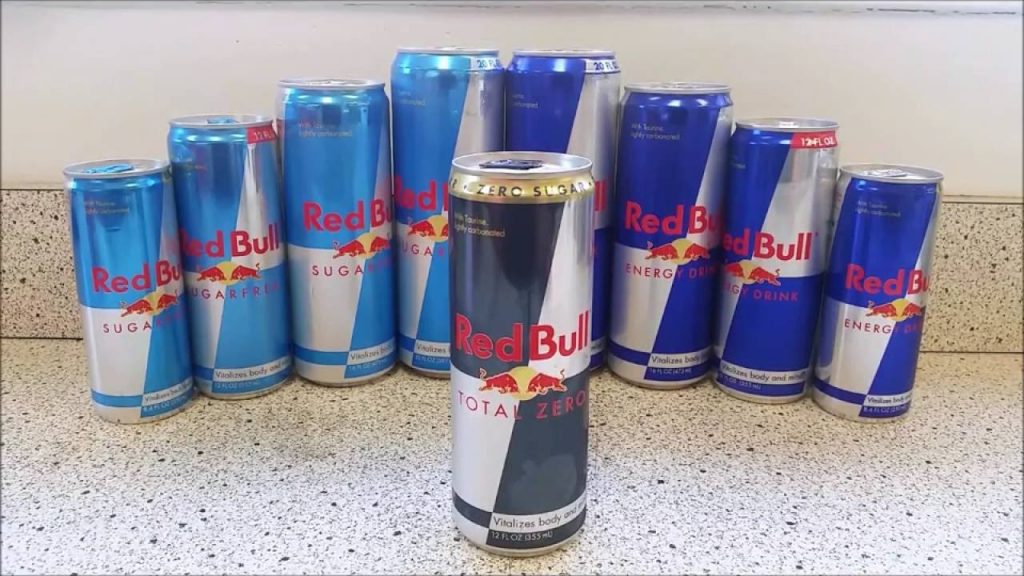 Different Red Bull cans