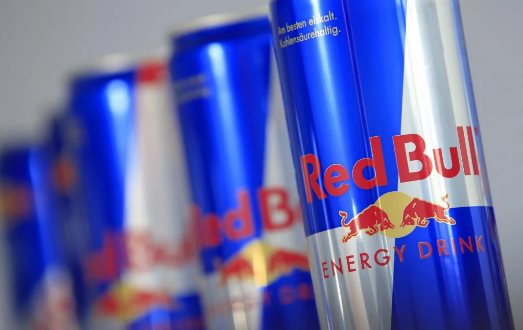Cans of Red Bull energy drink