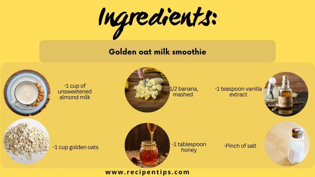 Golden oat milk smoothie ingredients