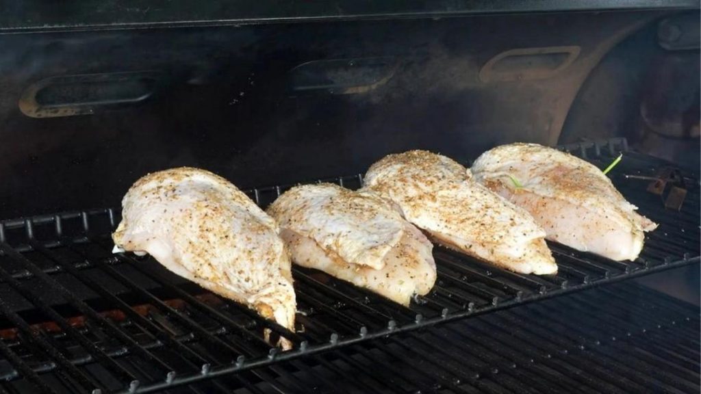 smoked chicken breast on smoker