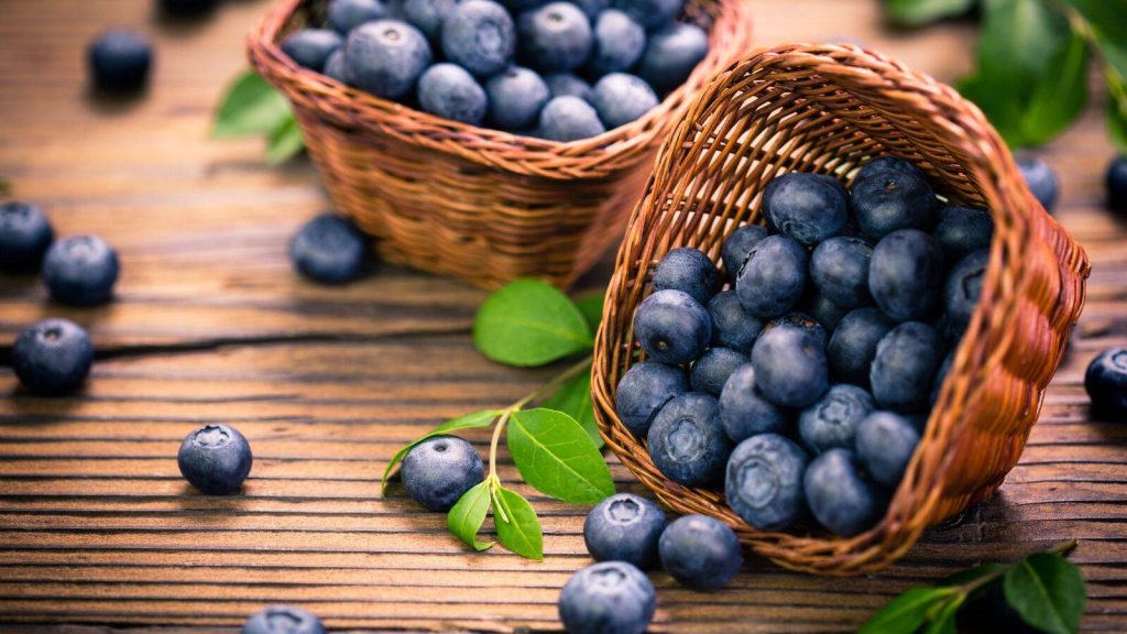 Blueberries in baskets