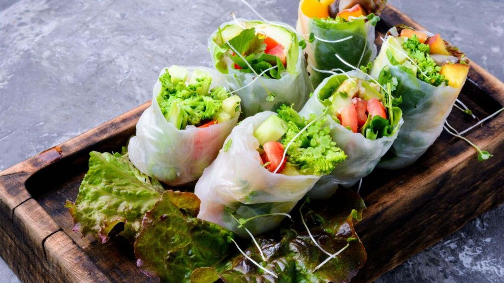 Vegetable Spring Rolls is a great option for Low Fat Party Snacks